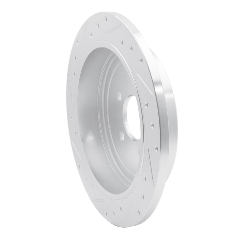Lincoln Town Car Brake Rotor (1) - Rear Right - R1 Concepts - Drilled & Slotted - Silver - `03-`11